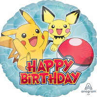18 inch Pokemon Happy Birthday Balloon with Helium