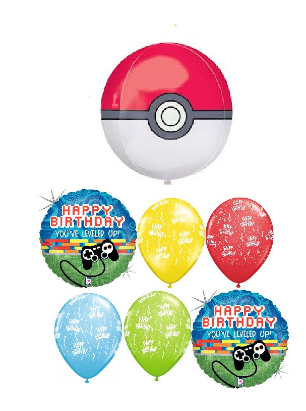 Pokemon Pokeball Video Game Birthday Balloon Bouquet Helium and Weight