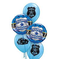 Police Car Badge Happy Birthday Balloon Bouquet wit Helium and Weight
