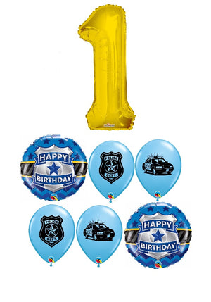 Police Pick An Age Gold Number Birthday Balloon Bouquet
