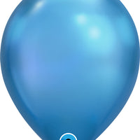 11 inch Chrome Blue Balloons with Helium and Hi Float