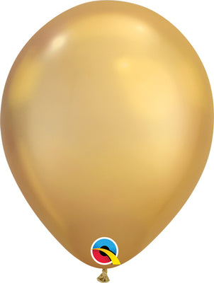 11 inch Chrome Gold Balloons with Helium and Hi Float