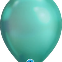11 inch Chrome Green Balloons with Helium and Hi Float