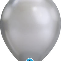 11 inch Qualatex Chrome Silver Latex Balloons with Helium and Hi Float