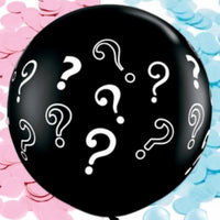 36 inch Question Marks Black Baby Gender Reveal Confetti Balloons