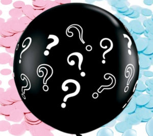 36 inch Question Marks Black Baby Gender Reveal Confetti Balloons