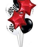 Race Checkered Flags Stars Balloons Bouquet of 7