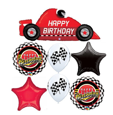 Race Car Happy Birthday Stars Balloon Bouquet with Helium and Weight