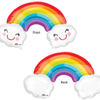 Rainbow Cloud Shape Foil Balloon with Helium and Weight