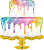 Birthday Rainbow Drip Cake Balloons with Helium and Weight