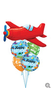 Red Airplane Transportation Balloon Bouquet with Helium and Weight