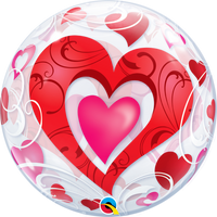 22 inch Love Red Pinks Hearts Bubble Balloons with Helium