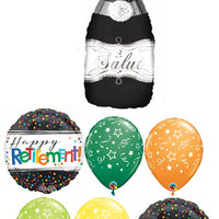Retirement Champagne Bottle Dots Balloon Bouquet with Helium Weight