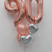 Birthday Rose Gold Numbers Pick An Age Hearts Confetti Balloon Bouquet