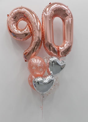 Birthday Rose Gold Numbers Pick An Age Hearts Confetti Balloon Bouquet