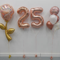 Rose Gold Flower Birthday Pick An Age Numbers Balloons Bouquet Package