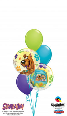 Scooby Doo Bubble Birthday Balloon Bouquet with Helium and Weight