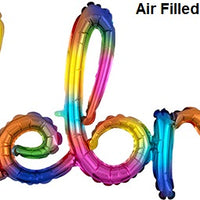Phrase Script Rainbow Celebrate Foil Balloon  AIR FILLED ONLY