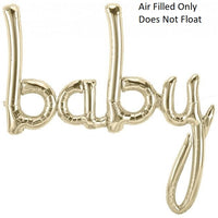Script White Gold Baby Letters Balloons AIR FILLED ONLY