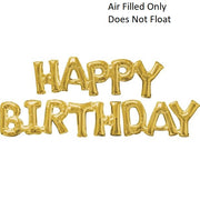 Happy Birthday Gold Balloon Letters AIR FILLED ONLY