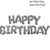 Silver Happy Birthday Letters Phrase Balloons AIR FILLED ONLY