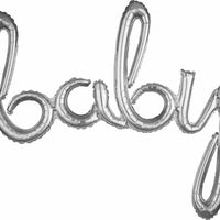 Script Silver Baby Foil Balloons AIR FILLED ONLY