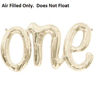 Script White Gold One Foil Balloon AIR FILLED ONLY