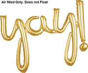45 inch YAY Script Gold Foil Balloons AIR FILLED ONLY
