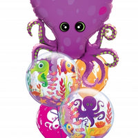 Sea Creatures Octopus Bubble Balloon Bouquet with Helium and Weight