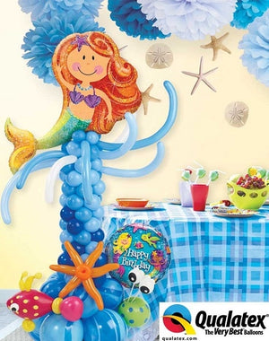 Merry Mermaid Fish Birthday Balloon Column