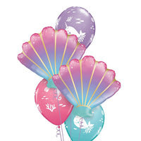 Sea Creatures Seashell Fish Balloon Bouquet with Helium and Weight