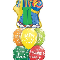 Sesame Street Bert Ernie Birthday Balloon Bouquet with Helium Weight