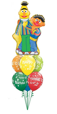 Sesame Street Bert Ernie Birthday Balloon Bouquet with Helium Weight