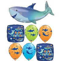 Happy Shark Birthday Balloon Bouquet with Helium and Weight