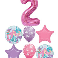 Shimmering Mermaid Pick An Age Pink Number Birthday Balloon Bouquet