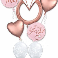 Bridal Shower Blush Rose Diamond Gold Ring Future Mrs Balloon Bouquet