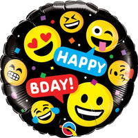 18 inch Emoji Happy Birthday Foil Balloon with Helium