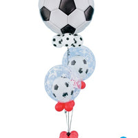 Soccer Ball Bubble Balloon Bouquet Stand Up with Helium and Weight