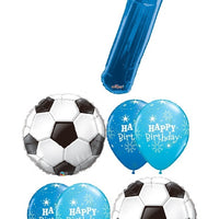 Soccer Ball Pick An Age Blue Number Birthday Balloon Bouquet