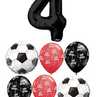 Soccer Balls Pick An Age Black Number Birthday Balloon Bouquet