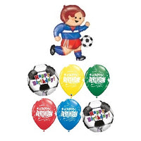 Soccer Dude Boy Birthday Balloon Bouquet with Helium and Weight