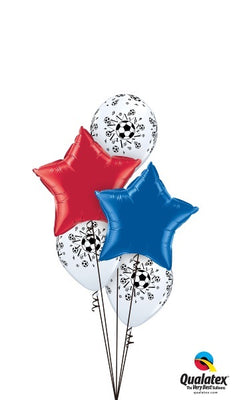 Soccer Ball Stars Balloon Bouquet with Helium and Weight