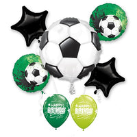 Soccer Ball Happy Birthday Balloon Bouquet with Helium and Weight
