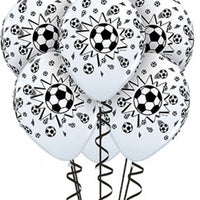 Soccer Ball Bubble Around Balloon Bouquet with Helium and Weight