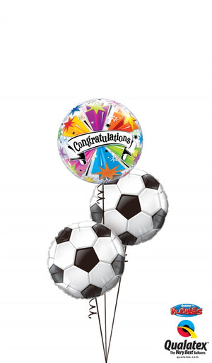 Soccer Congratulations Bubble Balloon Bouquet with Helium and Weight