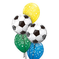 Soccer Ball Stars Balloon Bouquet with Helium and Weight