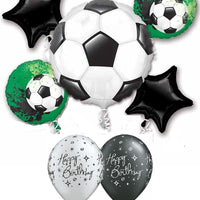 Soccer Ball Birthday Balloon Bouquet with Helium and Weight