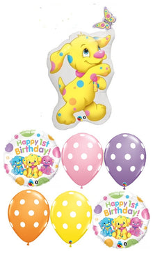 1st Birthday Soft Spots Sunny Polka Dots Balloons Bouquet
