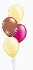 Solid Colour Balloon Bouquet of 4 with Helium and Weight