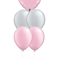 Solid Colour Heart Balloon Bouquet of 5 with Helium and Weight